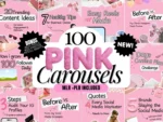 100 Aesthetic Pink Instagram Carousel Templates | Editable Canva PLR MRR
