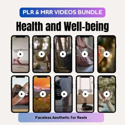 MRR Health and Well-being Videos Bundle, Faceless Marketing Instagram Reels PLR Video